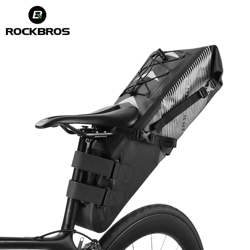 ROCKBROS Bike Bag Bicycle Saddle Bag Waterproof Bike Seat Bag 10-14L Capacity Cycling Saddle Bags Foldable Cycling Tail Rear Bag