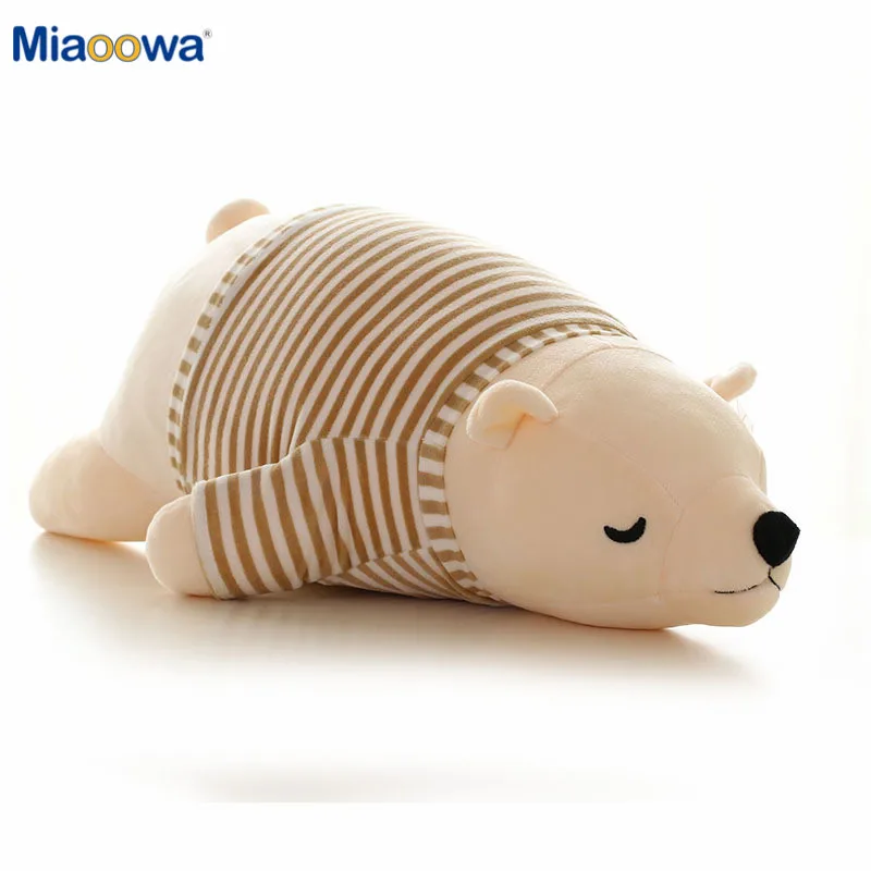 35-110CM Kawaii Dressing Polar Bear Plush Doll Baby Soft Stuffed Sleeping Bear Pillow Animal Plush Toys Cartoon Gifts