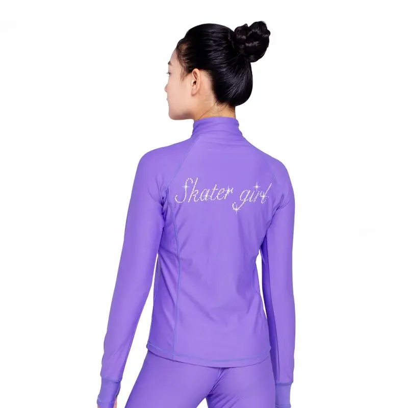 Figure skating costume children\'s summer four seasons performance training skating pants quick drying top Purple Pink