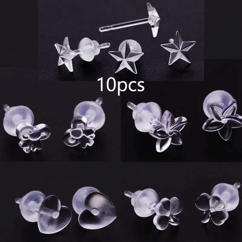 5PC/10PC Clear Piercing Acrylic Ear Rings Helix Ear Studs Conch Earrings Flexible Anti Hyperplasia Cartilage Stud Lobe Jewelry