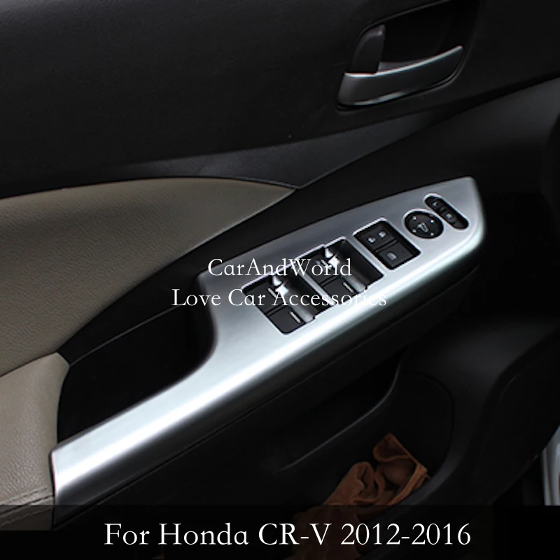 For Honda CR-V CRV 2012-2016 Interior Door Armrest Panel Cover Window Glass Lift Switch Button Decoration Trims Car Accessories