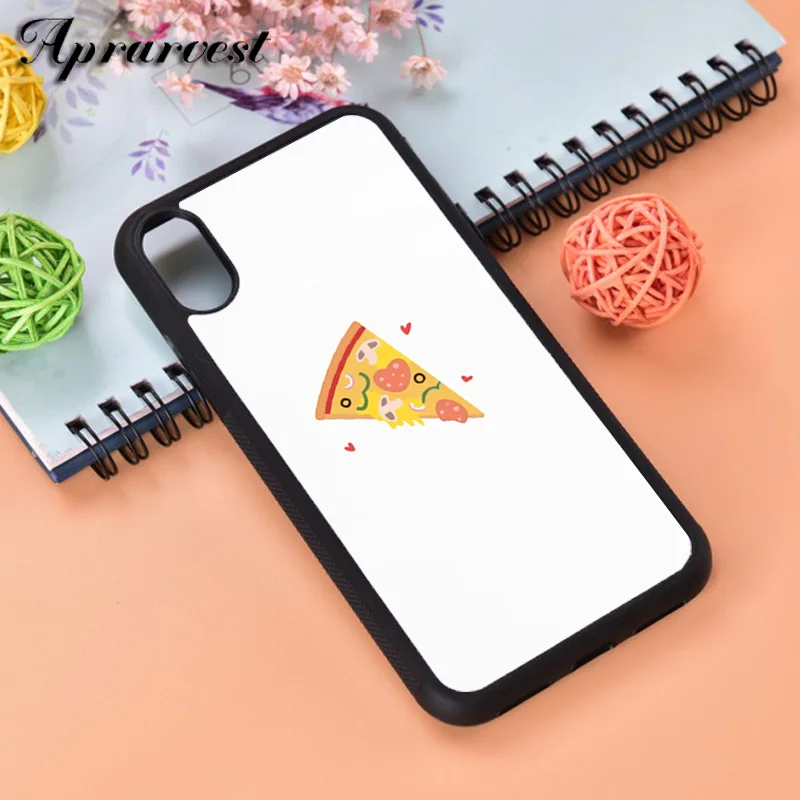 Aprarvest Pizza Heart Lovers Silicone Rubber Phone Case Cover For iPhone 6 6S 7 8 PLUS X XS XR 11 12 MINI PRO MAX