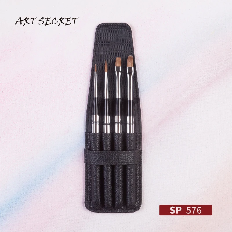 ArtSecret PBT-782 SQ675 SP-576 4/zestaw akwarela akrylowe pędzle malarskie z PU etui okucie aluminiowe Cap Anti-Drop włosów