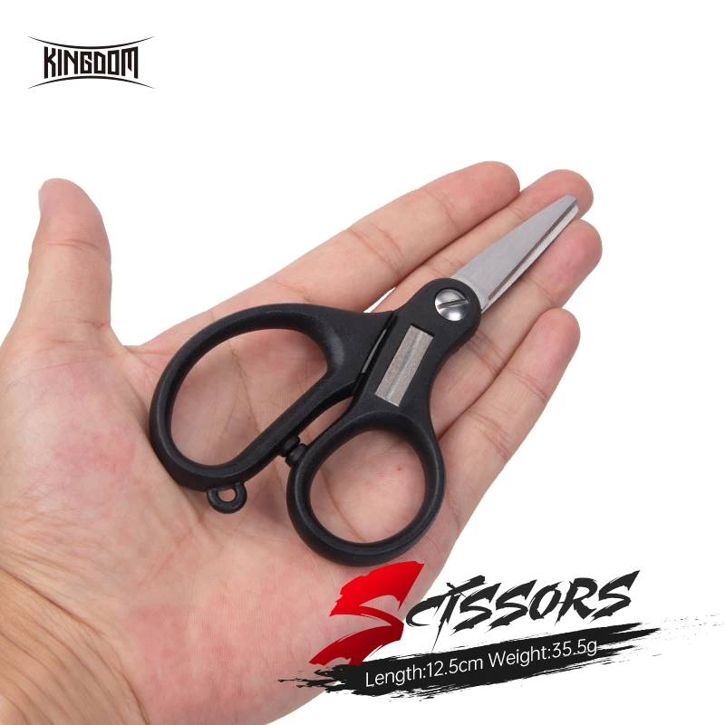 Kingdom Portable Fishing Scissors Stainless Angling Accessories Polish Lure Hooks Fast Cut PE Braided Line Fishing Tackle Tools