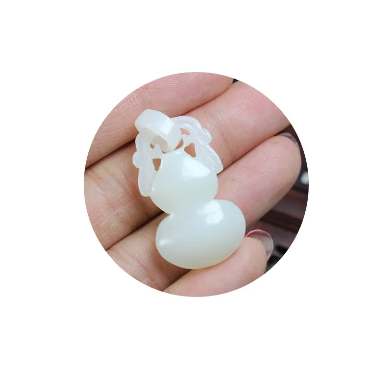 Natural hetian jade handcarved gourd DIY 100% real jade necklace pendant jade accessories for women men