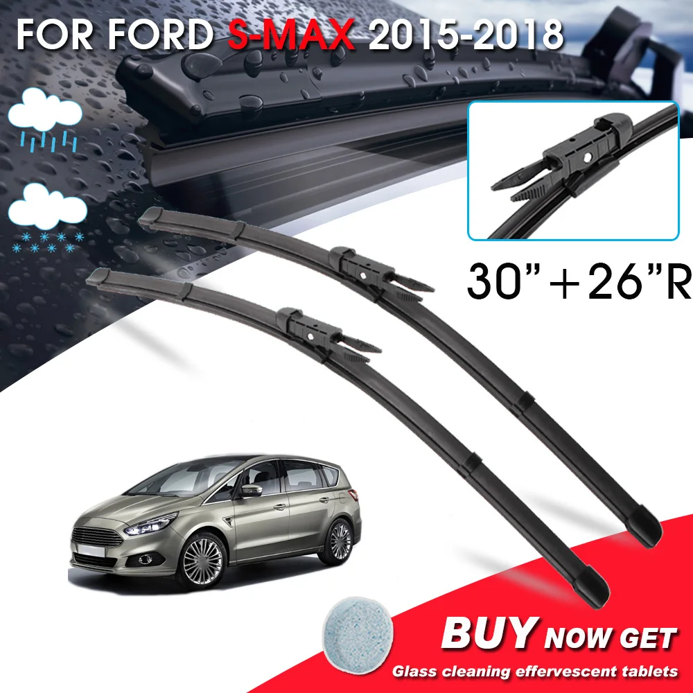 

BROSHOO Car Fornt Window Windshield Wipers Blade For Ford S-MAX 30"+26"R LHD&RHD Car Model Year 2015-2018 Auto Accessories