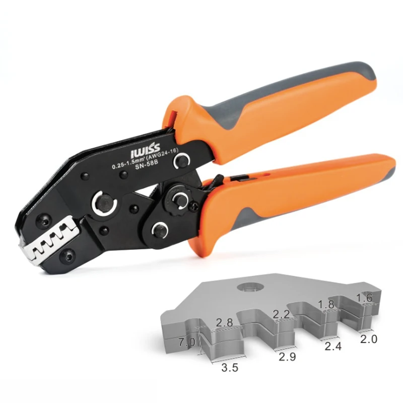 IWISS SN-58b 6.3/ 4.8/2.8 plug spring crimping tool ratchet terminal 0.25-1.5mm crimping tool cold-pressing bare terminal clamp