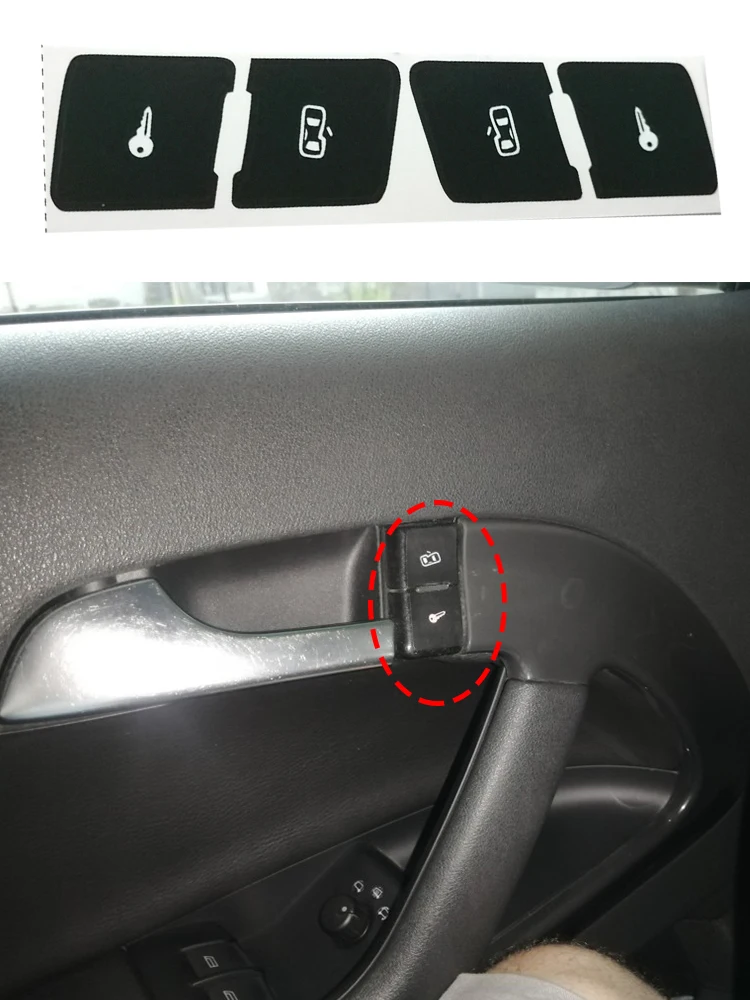 Left+Right Matte Black Car Door Lock Control Switch Button Repair Stickers Decals For Audi A3L Fixed Button Car Stickers New