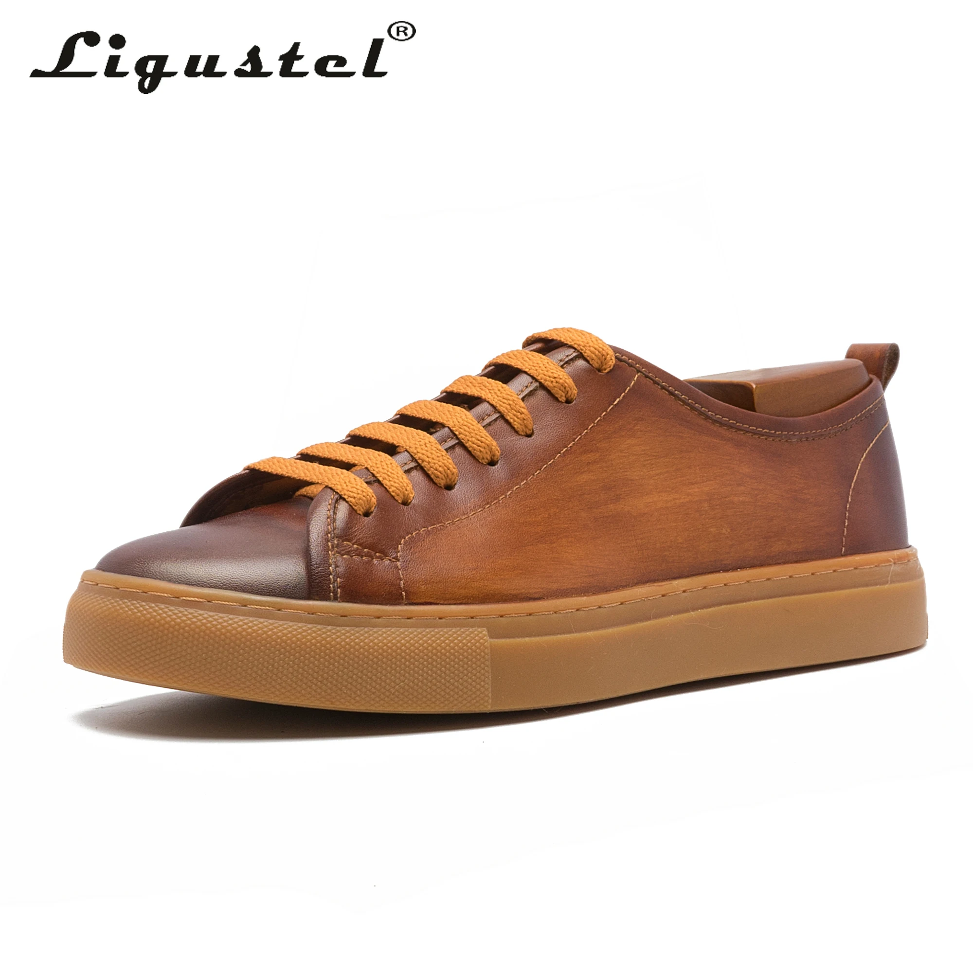 Shoes For Men Genuine Leather Casual 2021 Summer Solid Handmade Vintage Sneakers Male High Quality Flats Lace-up Brown Cow Shoes