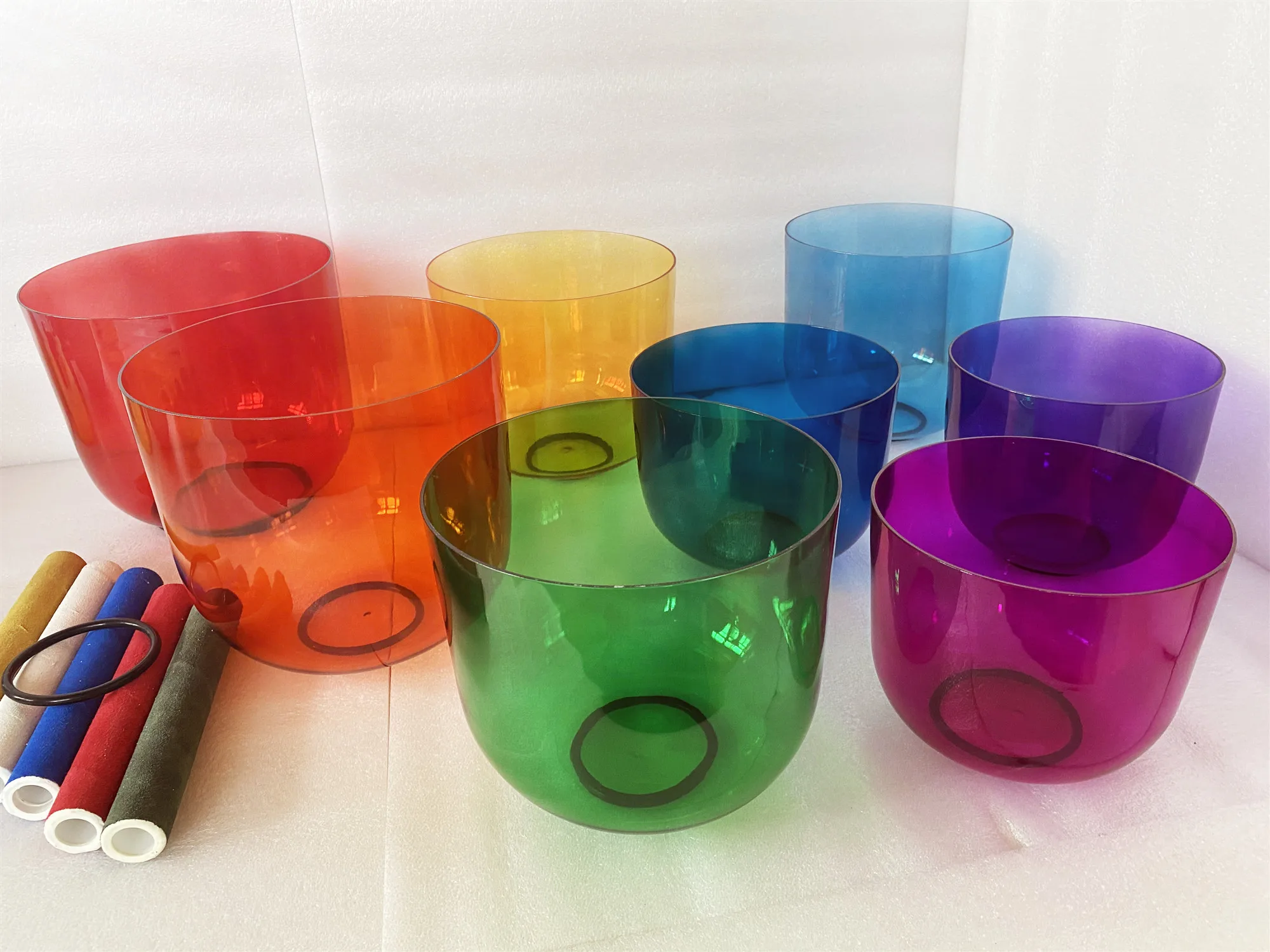 نغمات كريستال 8 قطع 432 هرتز درجة مثالية CDEFGABC4 مجموعة أوعية غناء كريستالية ثماني وثالث سلسلة ألوان فاتحة 8.5 بوصة - 6.5 بوصة #3