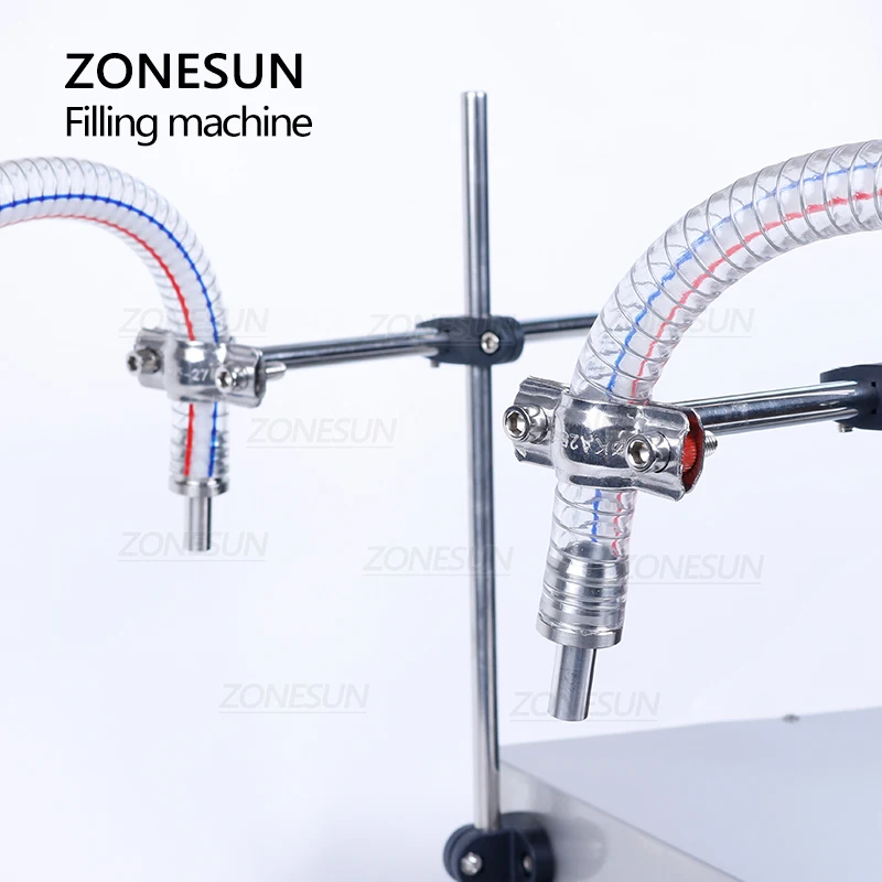 ZONESUN ZS-DP622W Semi Automatic Weighing Filling Machine Hand Sanitizer Perfume Shampoo  Double Nozzles Water Bottle Filler