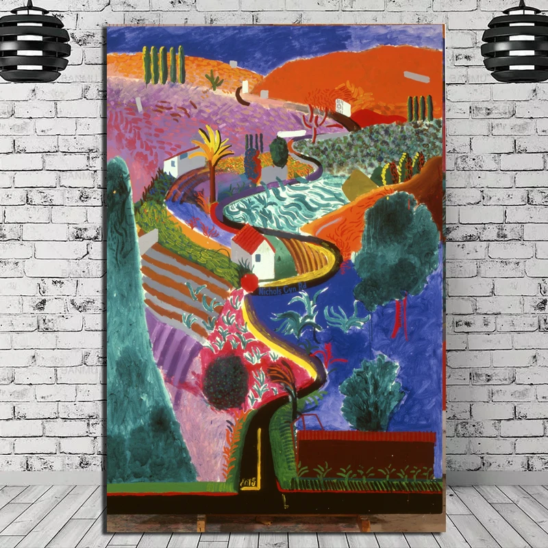 David Hockney Mulholland Drive Canvas Painting Posters Prints Marble Wall Art Painting Decorative Picture Modern Home Decoration