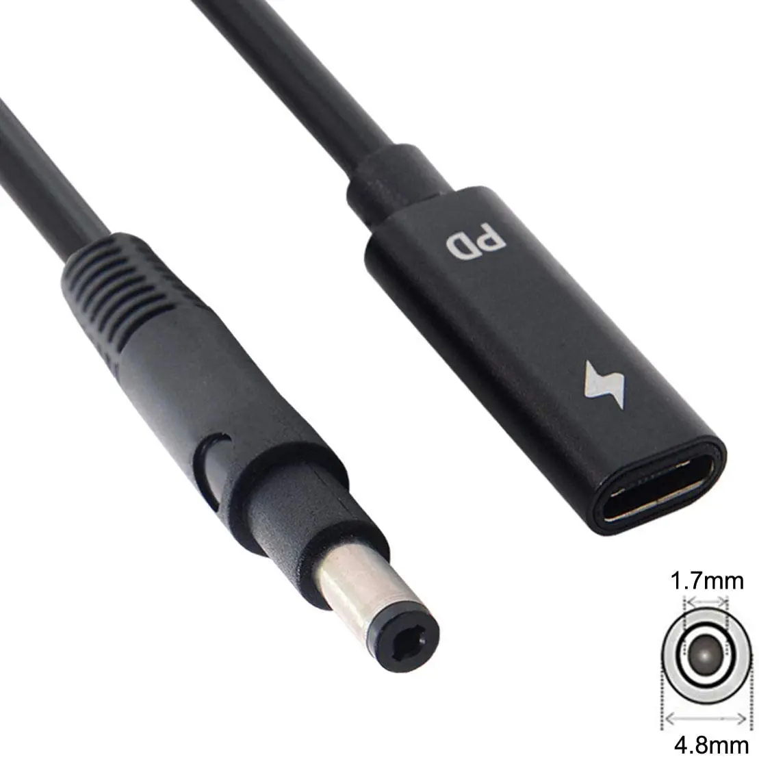 Loại C USB-C Nữ Đầu Vào DC PD Cáp Sạc Phù Hợp Với Laptop 18-20V (4.8X1.7Mm)