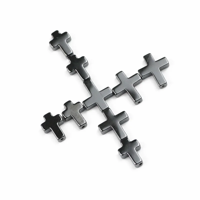 UPGFNK Natural Stone Cross Black Hematite Spacer Beads 4/6/8/10/14mm charm Loose beads For Jewelry making bracelet DIY Findings