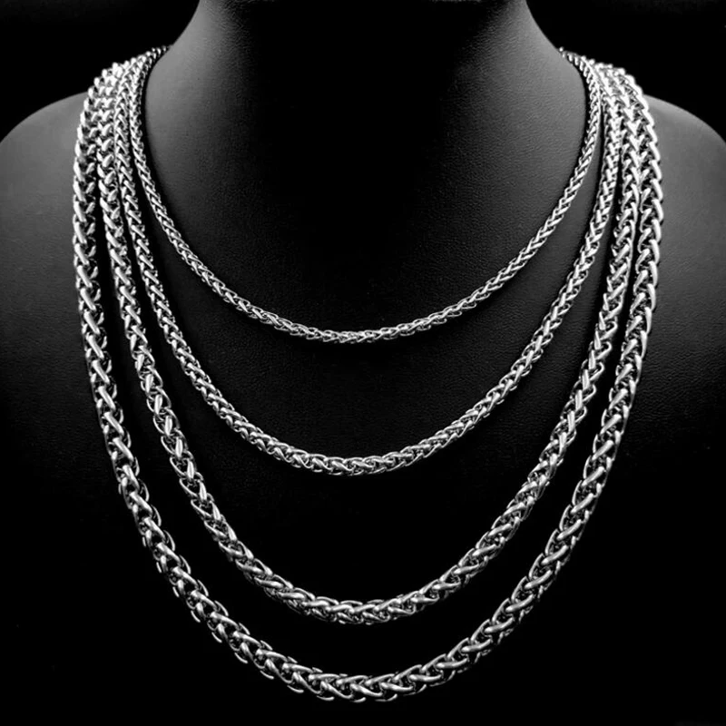 Multi Size Men's Braided Link Chain Necklaces Wholesale Stainless Steel Male Choker Colar Jewelry fashion Gifts for Him