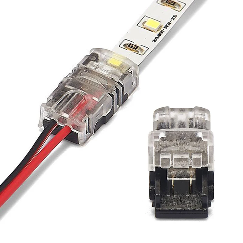 

500pcs LED Connector 2pin 8/10mm LED Strip Tape Connector For LED 2812 5050 3528 2835 Connector Strip Wire Connector