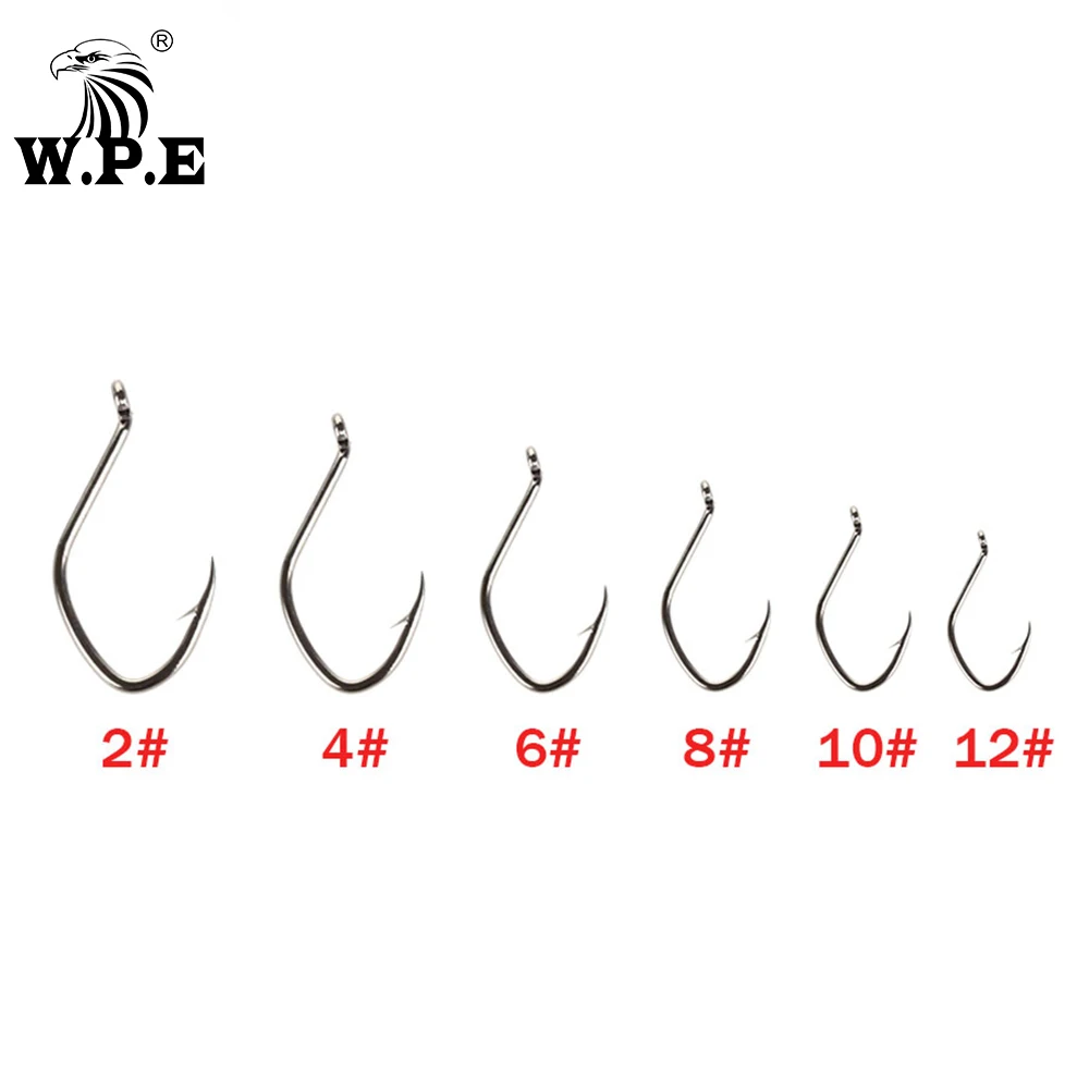 W.P.E Brand Catfish Hook 5-10pcs/pack High-Carbon Steel Fishing Hook 2#-12# Very Sharp Hook Barbed Catfish Hook Fishing Tackle