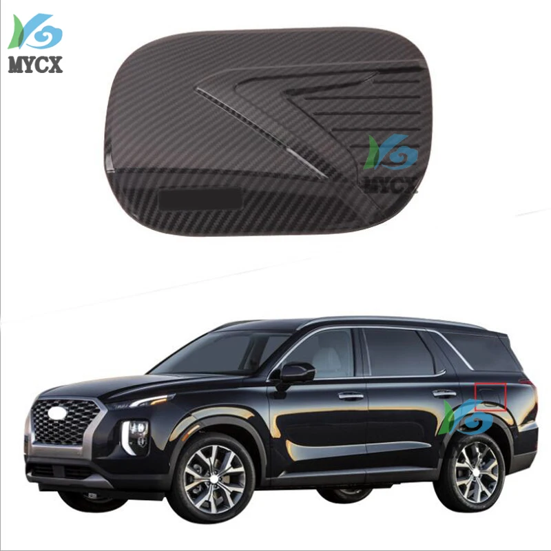 For Hyundai Palisade 2020 1PC ABS Carbon fiber Car Oil Fuel Tank Cover Gas Lid Filler Cap ABS Chrome Car Styling Accessories