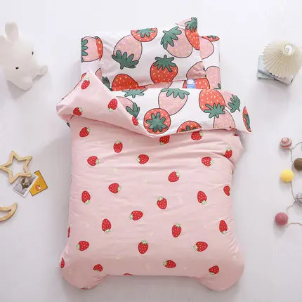 3Pcs Cotton Crib Bed Linen Kit Cartoon Baby Bedding Set Includes Pillowcase Bed Sheet Duvet Cover Without Filler