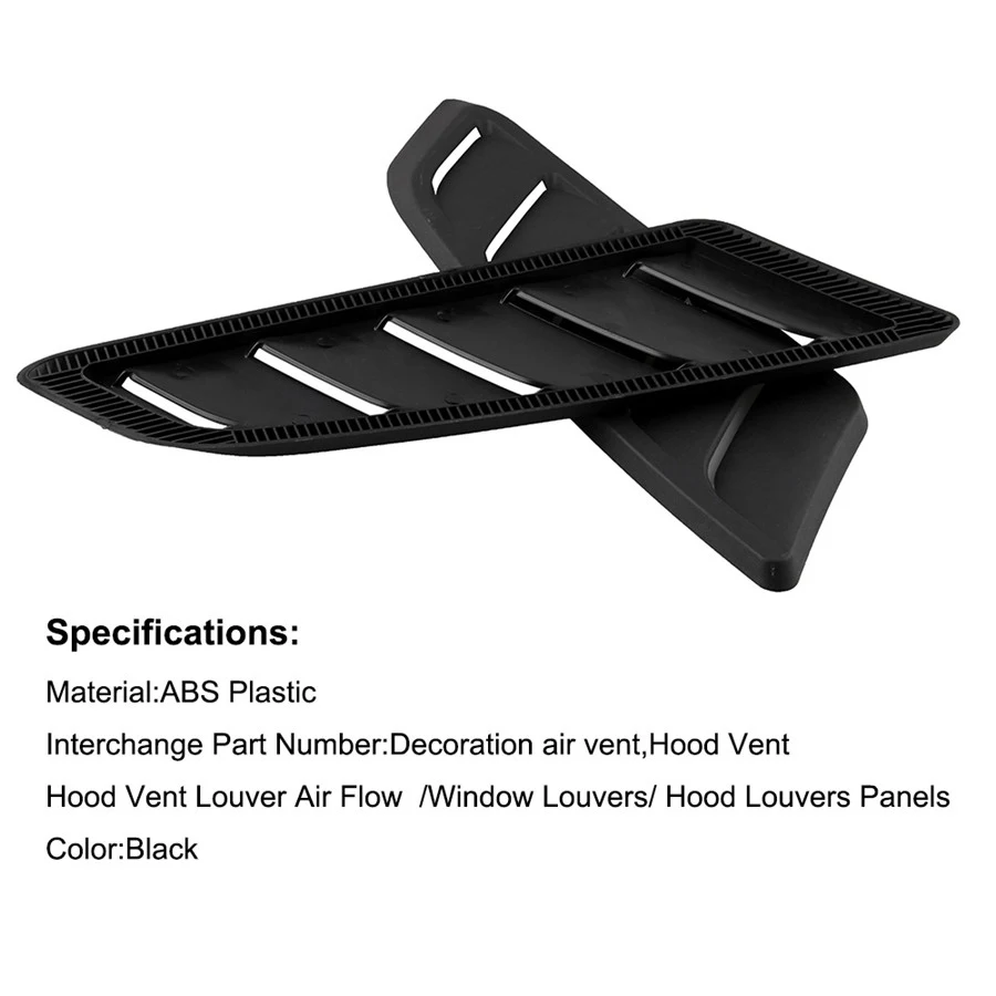 2pcs Universal Car Bonnet Hood Vent Front Hood Vent Decorative Air Flow Fender Intake For Ford Mustang ABS Plastic
