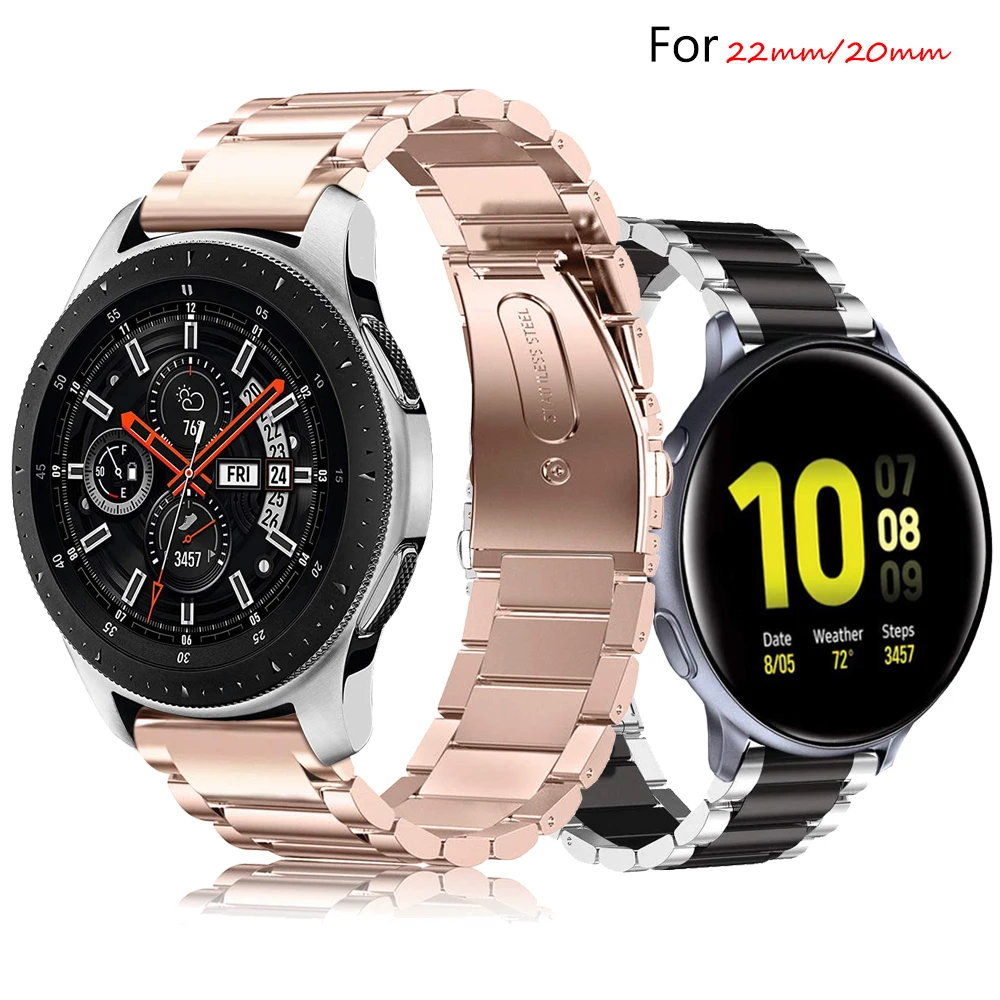 

Ремешок для часов Samsung Galaxy watch 3/Active2 amazit gts2/pace, нержавеющая сталь, браслет Huawei GT 2/2e/pro 46/42 мм, 20/22 мм