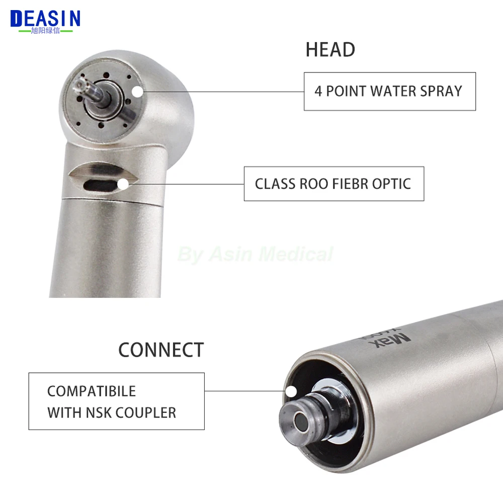 Dental Lab Equipment X600L X700L High Speed Ceramic Bearing Handpiece Air Turbine Standard Push Button Head With Optic Fiber