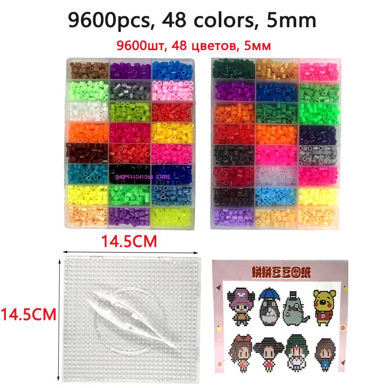 24/72 colori scatola set hama perline giocattolo 2.6/5mm perler educativi per bambini puzzle 3D giocattoli fai da te fogli di pegboard stiratura di carta perline fusibile