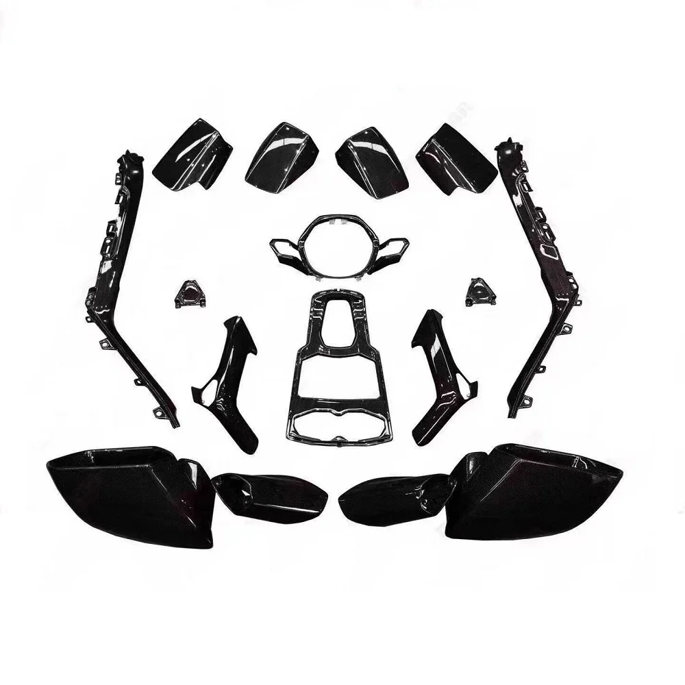 Modelagem interior do carro de fibra carbono seco guarnição centro capa acessórios substituição automóvel apto para lamborghini huracan lp610