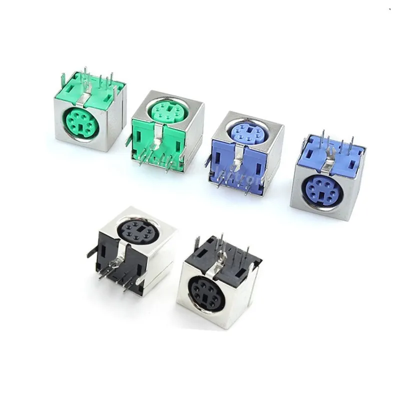 10PCS Keyboard Socket PS2 6P Purple Green Mouse Socket 6-pin Connector