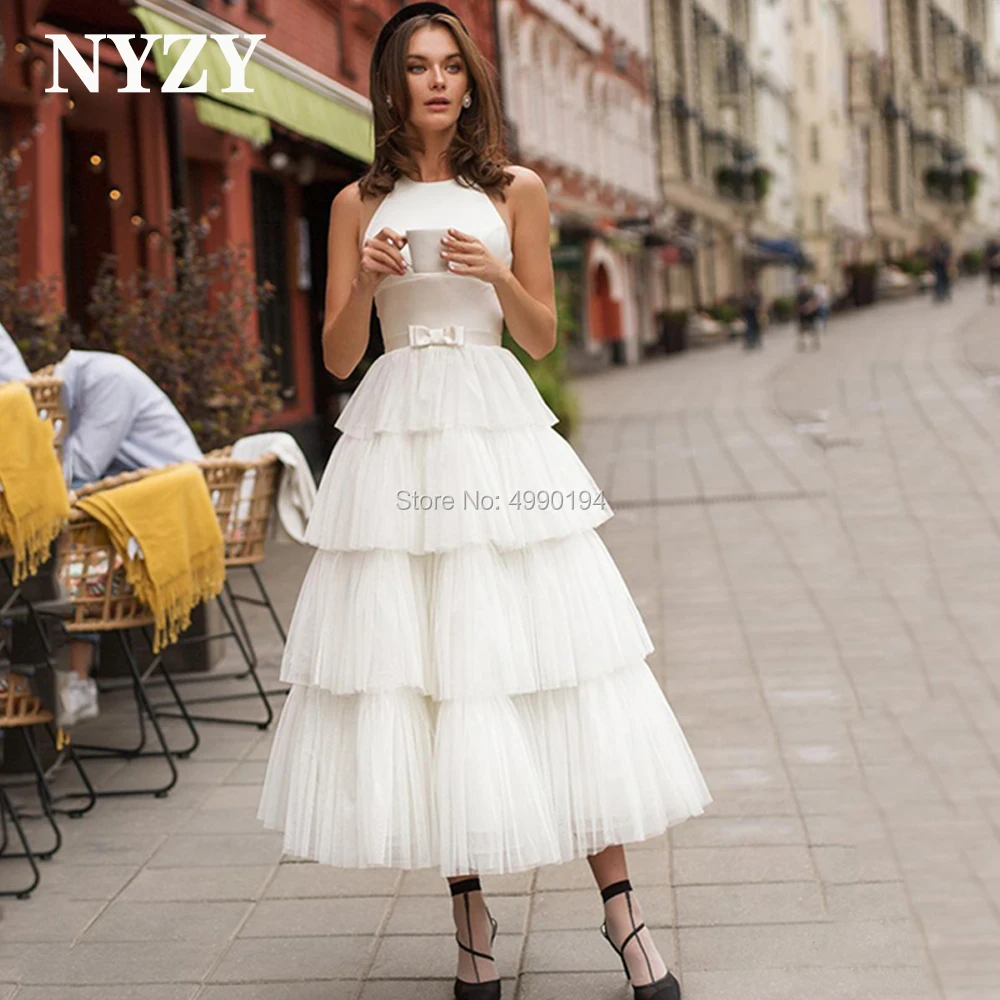 

Layered Tulle Puffy Party Dresses Women Evening 2020 NYZY E266 Tea Length Cocktail Dress Prom vestidos de fiesta Abendkleider