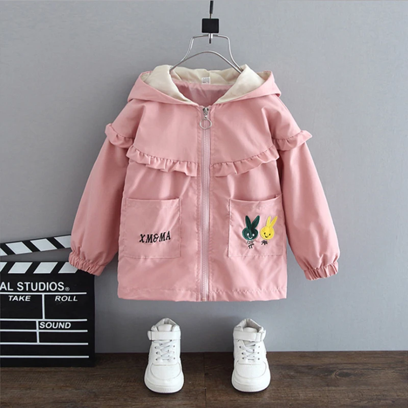 2021 New Autumn Girls Jacket Children Clothing Hoodie Baby Kids Coat Rabbit Zipper Long Sleeve Cotton Clothing 1 2 3 4 5 6 Years