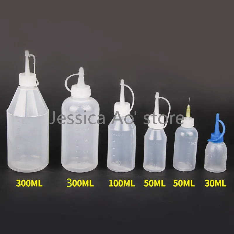 10pcs 30-100ml Liquid Drop Bottle Industrial Dispenser Bottles for Alcohol Oil Glue Rosin Bottle Needle Cap Bottle