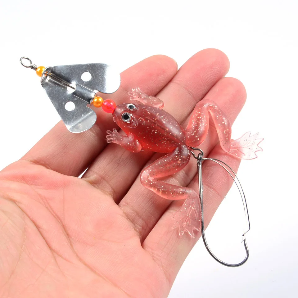 DHYJSFDC 9cm 6.2g Frog Silicone Bait Fishing Soft Lure Spinner Squid Thunder Frog Jig Spoon Trolls Soft Bait Sea Ice Fishing