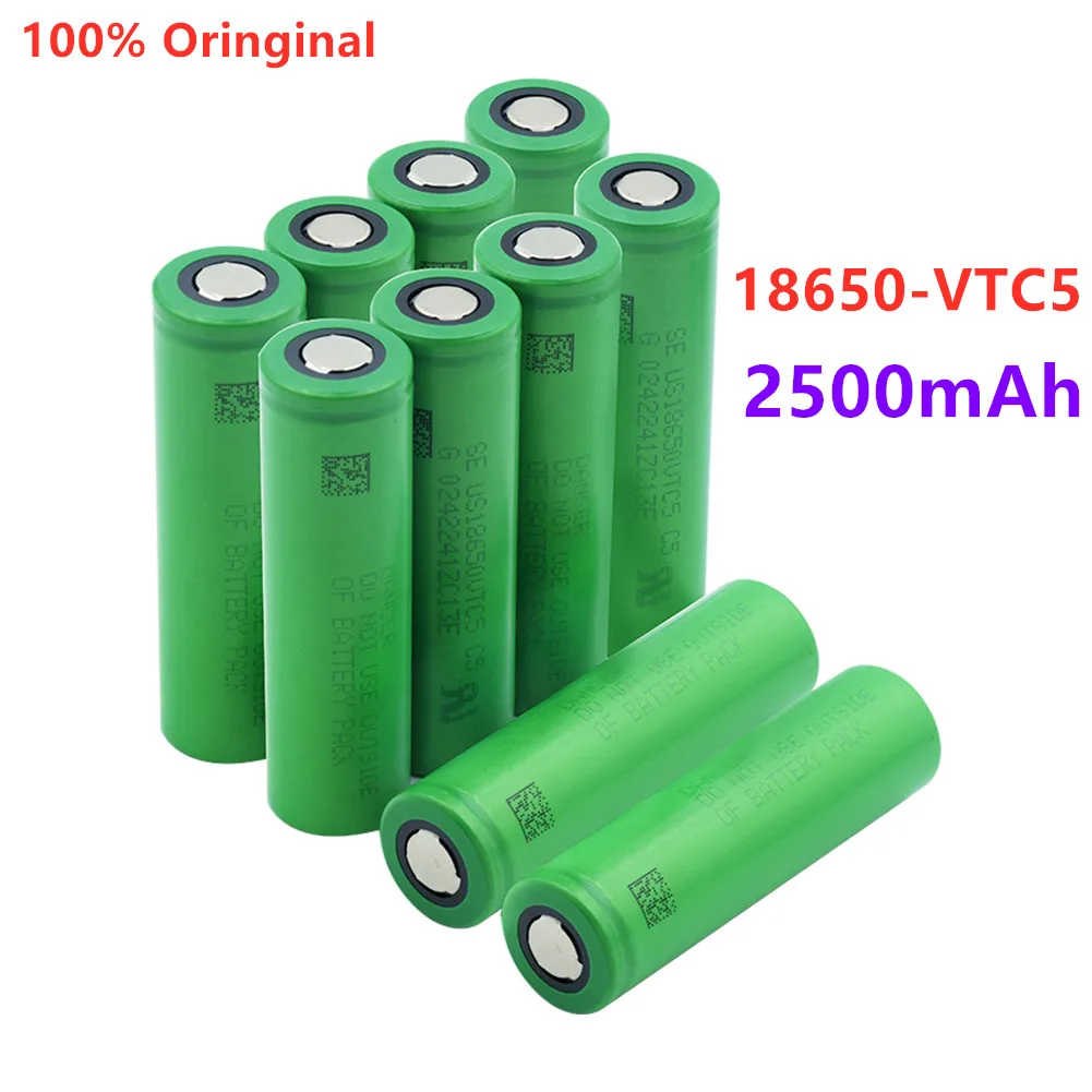 100%.original 3.7V Volt Rechargeable US18650.VTC5.2500mAh VTC5.18650 Battery Replacement 3.7V.2500mAh.18650.Batteries