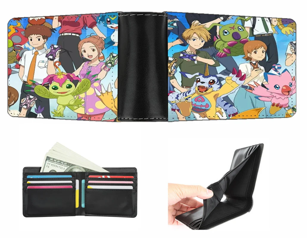 

Boys Girls Coin wallet anime Digimon Adventure wallet Men women short wallet teenagers Card Holder PU Short Purse