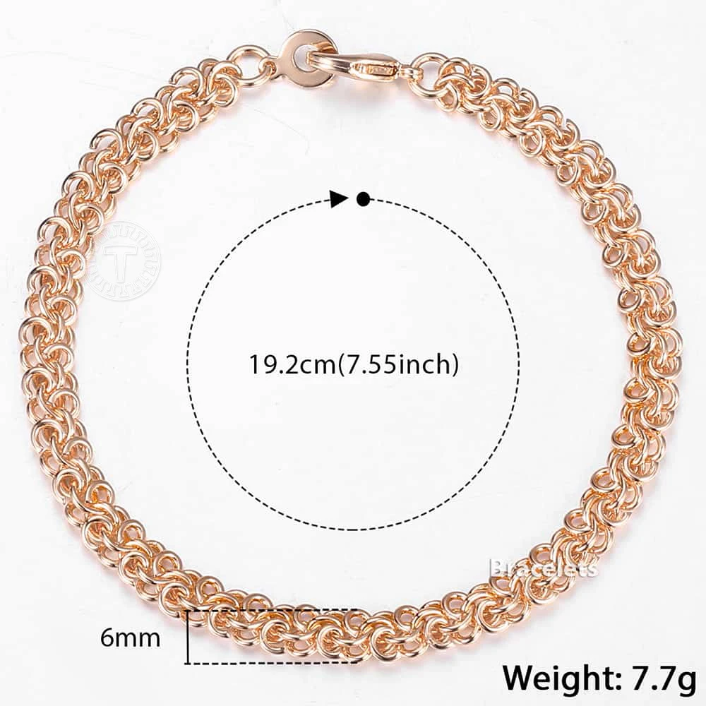 Davieslee 585 Rose Gold Color Bracelets For Women Men Swirl Link Chain Bracelet Mens Woman Jewelry Gifts Dropshipping 6mm LCB09