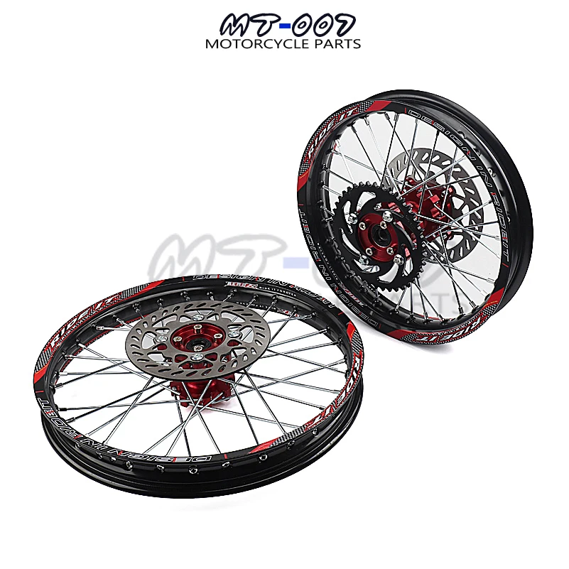 1.60-17 & 1.85-14 inch Front Rear Alloy Wheel Rim with CNC Hub brake disc For KAYO HR-160cc TY150CC Dirt Pit bike 14/17 inch