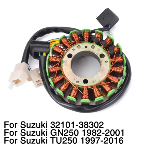 Катушка статора генератора мотоцикла для Suzuki GN250 1982-2001 TU250 1997-2016 1998 1999 2000 GN TU 250 Magneto 250cc 32101-38302