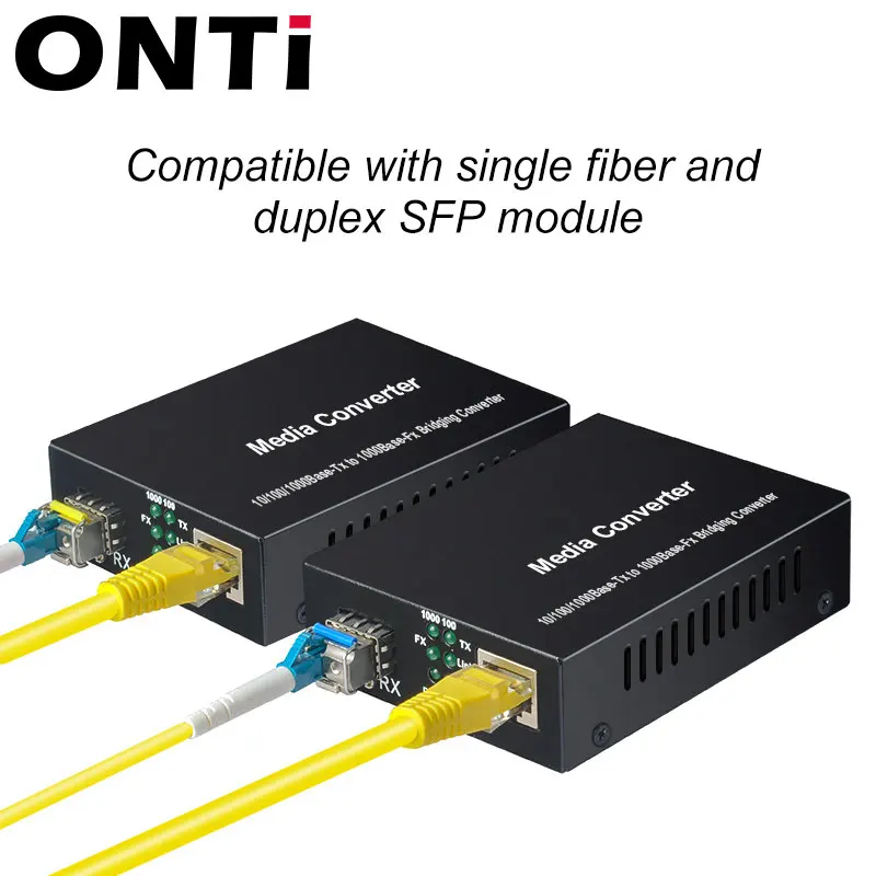 ONTi SFP Fiber to RJ45 Media Converter SFP 10/100/1000M Ethernet Converter Transceiver with Optical Module Compatible Cisco etc