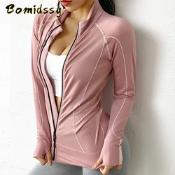 Women's Seamless Fitness Sports Running Tops, Yoga Wear, Gym Training Clothes, Tight Stretch Zipper Jacket Long-sleeved Coat