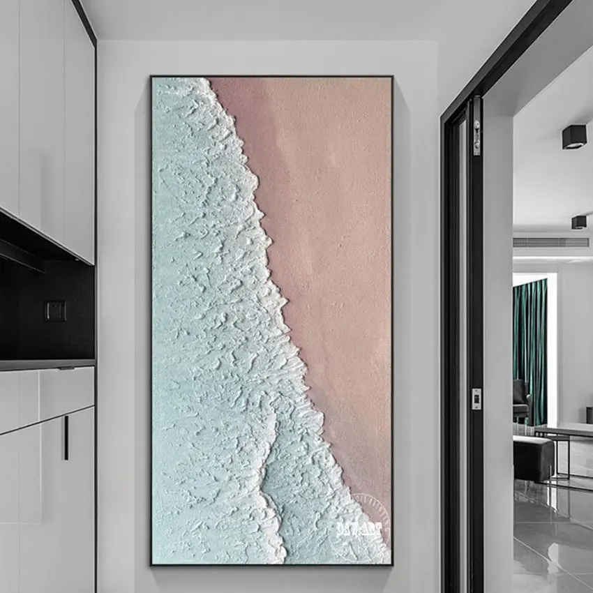 حار بيع، كبيرة الحديثة مكتب ديكور جدار صور غير المؤطرة موجة البحر النفط اللوحة على قماش، مجردة الاكريليك محكم الفن