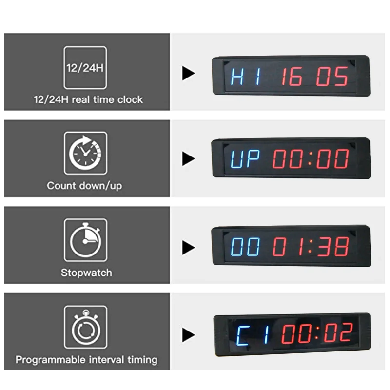 [Ganxin]1 Inch Programmable Timer Led Digital Remote Control Tabata Timer Home Gym Clock Timers