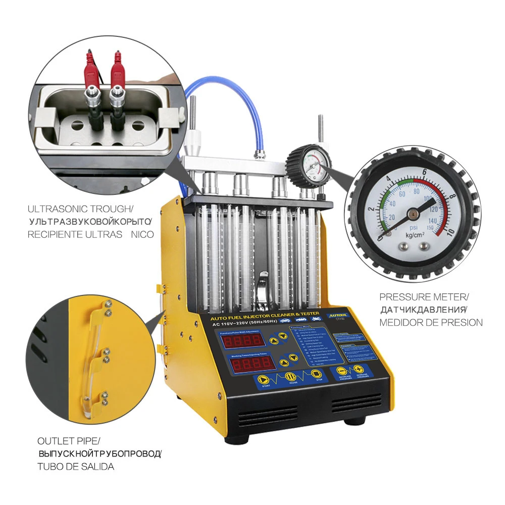 Original AUTOOL CT150 Car Fuel Injector Cleaning Test Machine Ultrasonic Clean 4 Cylinder Test For All Car 3 Year Warranty