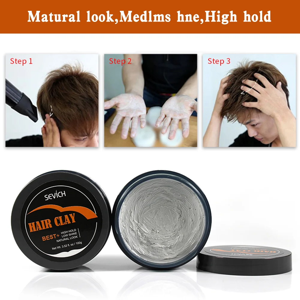 Sevich 100g Hair Clay Long-lasting Hair Cream for Men Hair Long-lasting Strong Modeling Hold Low Shine Hair Styling Wax 2 Color