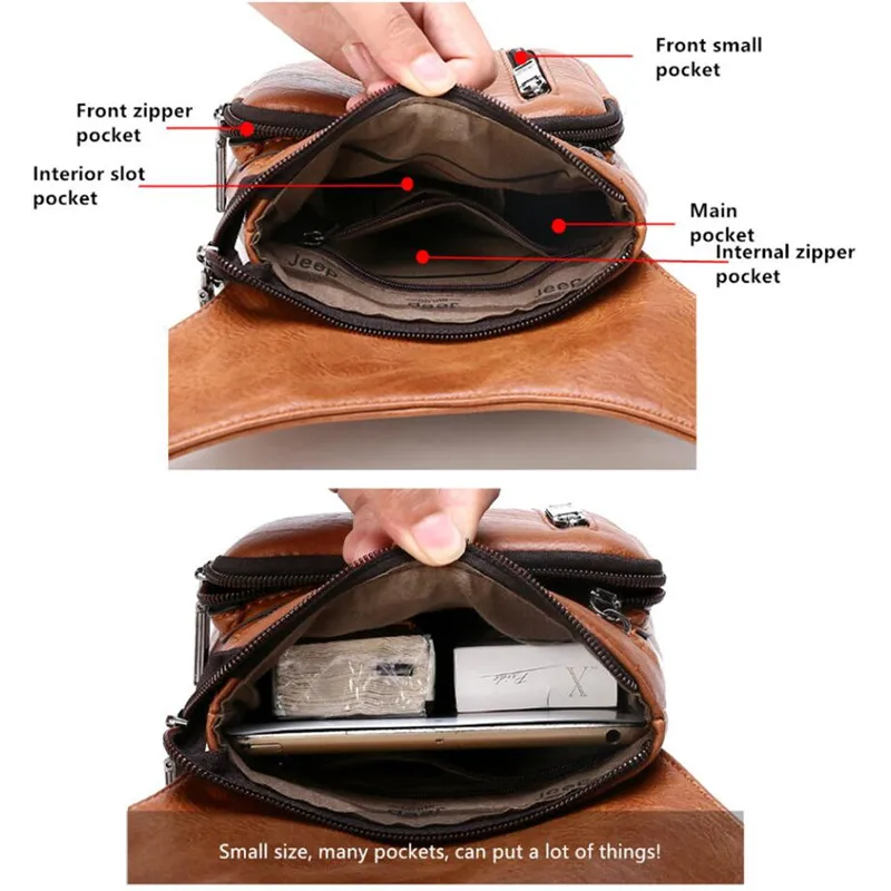 JEEP BULUO Multi-function Bags Men Small Crossbody crossbody bag Split Leather Fashion Leg waist bag Totes New Young Male Mini