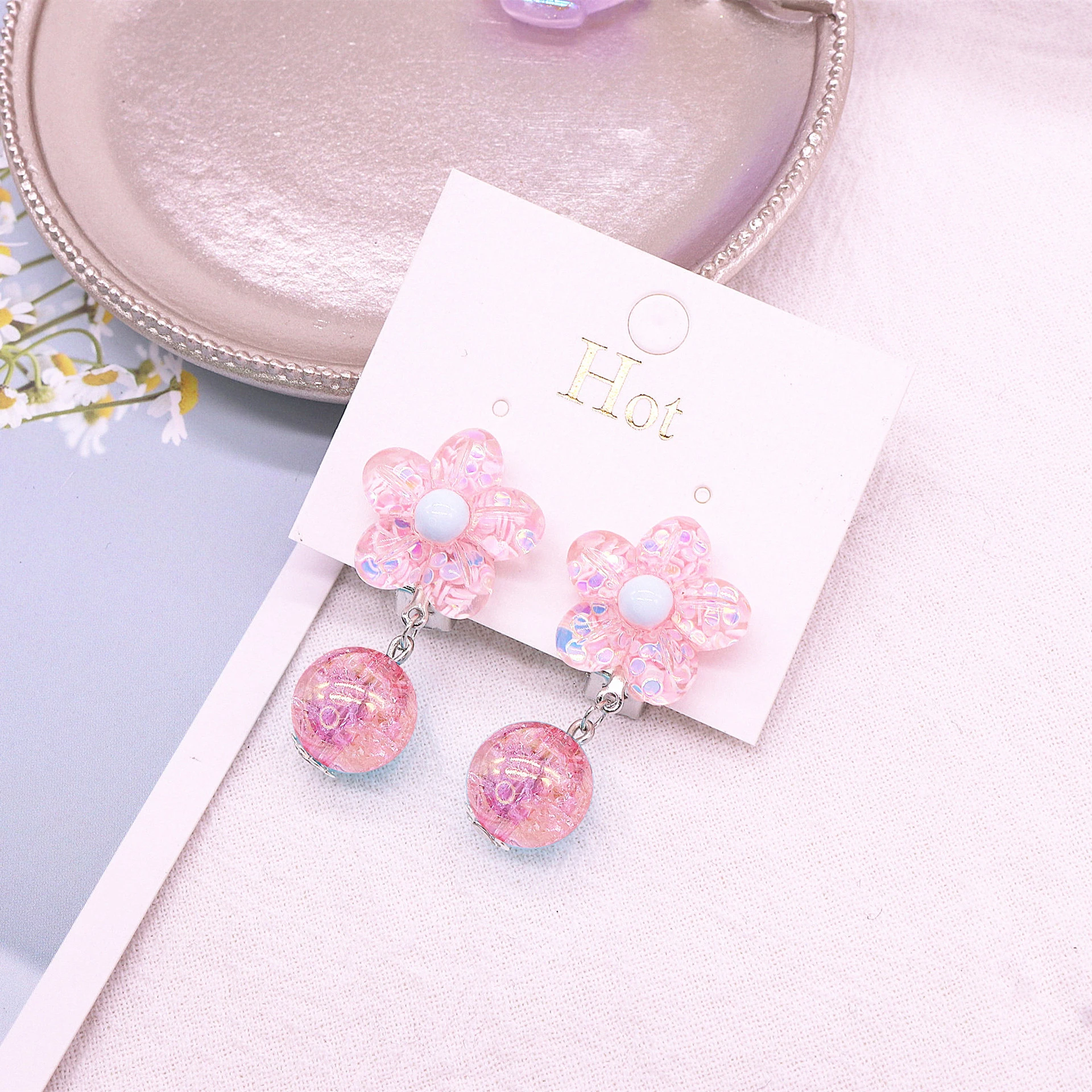 6 Styles Pink Colors Cute Cats Rabbits Animals Clip on Earrings for Children Girls No Pierced Earring Jewelry Fashion Accessory