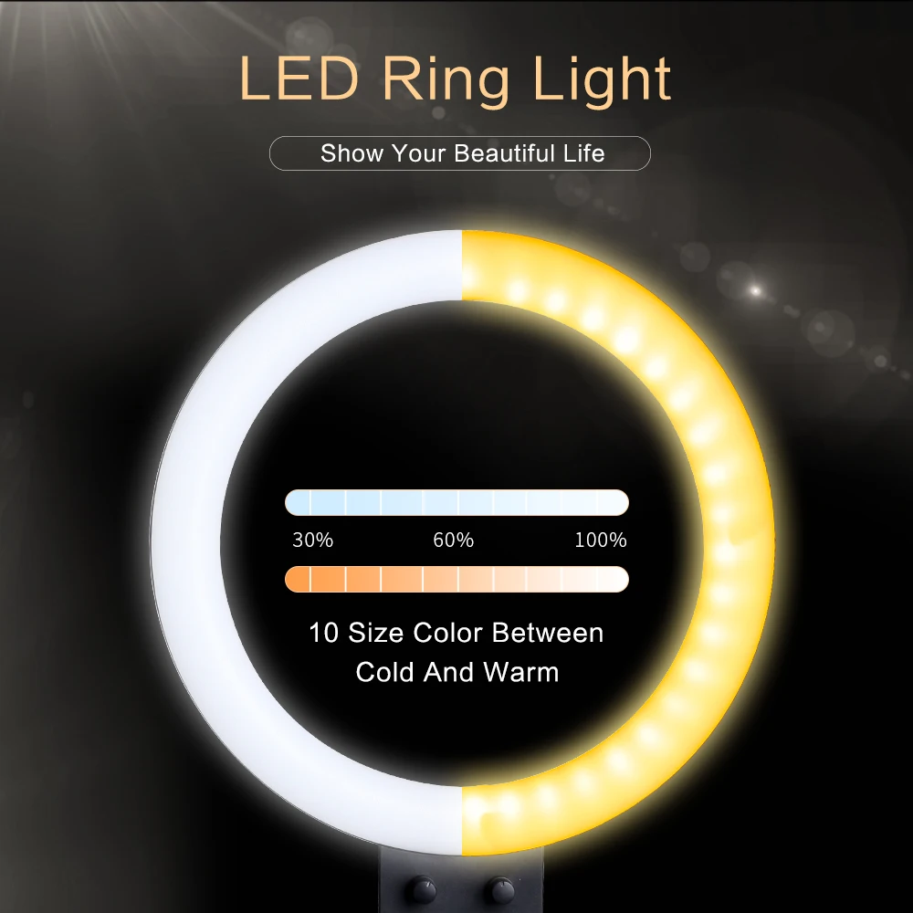 SH 9inch Stepless Dimmable LED Selfie Ring Light with Tripod and Bluetooth for Makeup Video Live Ring Lamp Photographic Lighting