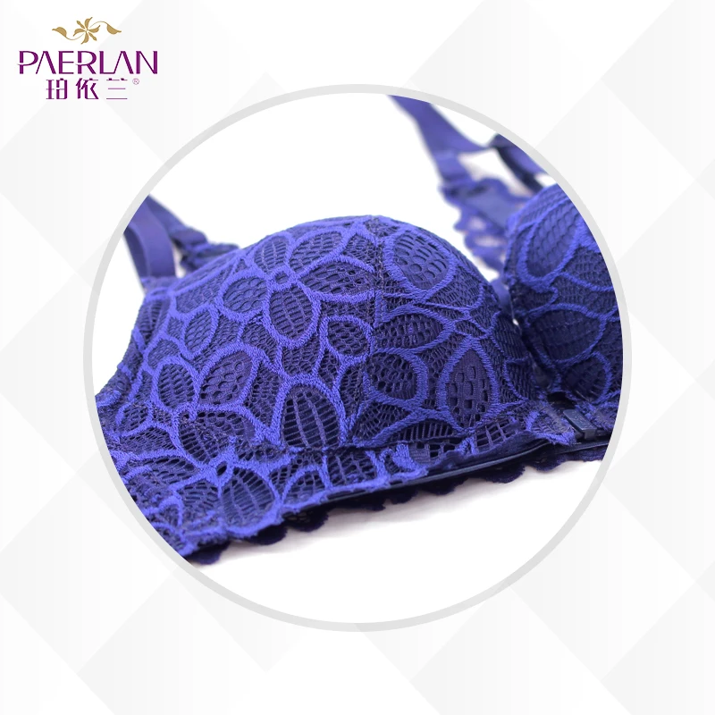 PAERLAN  Beautiful Back Sexy Lace Flora Front Closure Bra Wire Free Push Up 3/4 Cup One-Piece Comfortable Lycra Underwear Woman