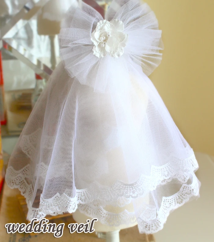Ropa hecha a mano para perros, velo de boda, suministros para mascotas, tul suave, Mantilla con lazo grande, fiesta de novia, vacaciones, matrimonio, caniche, Terrier maltés