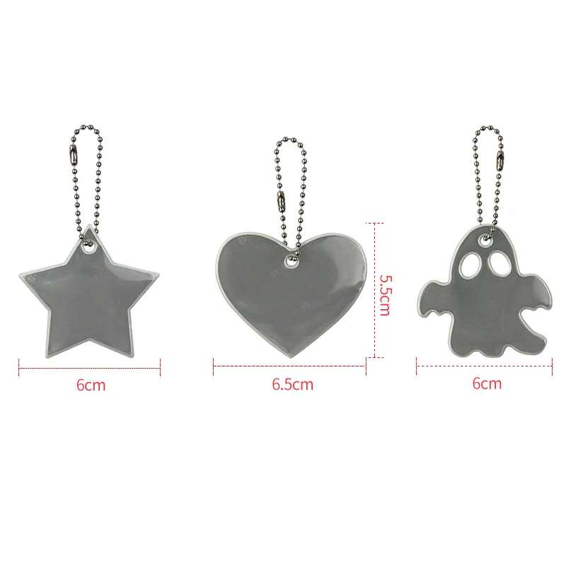 3Pcs Luminous + Reflective Keychain Bag Jewelry Pendant  Reflector Accessories Glow In The Dark Keyrings Women kids Gift